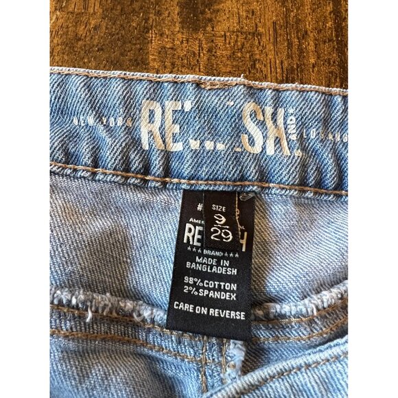Rewash Raw Medium Wash Hem Super High Rise Denim Jean Shorts Size 9 - Picture 3 of 7